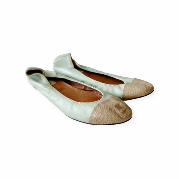 Lanvin Cap-Toe Icon Ballerina flats with snake toe, Size 39 EU - Picture 4 of 11